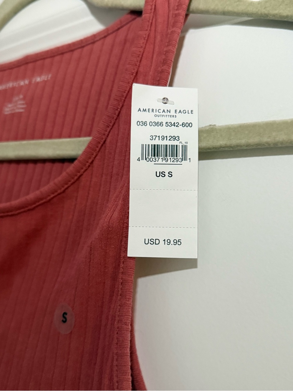 American Eagle Ribbed Notch-Neck Tank Top - Rust Red - Picture 3 of 3